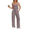 imageTrendy Queen Womens 2 Piece Outfits Summer Matching Lounge Sets Camisole Sleeveless Tops Wide Leg Pants TracksuitsRose Taupe