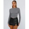 imageTrendy Queen Womens Long Sleeve T Shirts Fall Fashion 2025 Basic Crop Tops Going Out Outfits Y2k ClothesBlack Grey