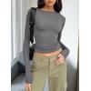 imageTrendy Queen Womens Long Sleeve T Shirts Fall Fashion 2025 Basic Crop Tops Going Out Outfits Y2k ClothesBlack Grey