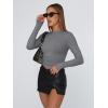 imageTrendy Queen Womens Long Sleeve T Shirts Fall Fashion 2025 Basic Crop Tops Going Out Outfits Y2k ClothesBlack Grey