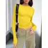 imageTrendy Queen Womens Long Sleeve T Shirts Fall Fashion 2025 Basic Crop Tops Going Out Outfits Y2k ClothesBright Yellow