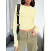 imageTrendy Queen Womens Long Sleeve T Shirts Fall Fashion 2025 Basic Crop Tops Going Out Outfits Y2k ClothesCreamy Yellow
