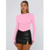 imageTrendy Queen Womens Long Sleeve T Shirts Fall Fashion 2025 Basic Crop Tops Going Out Outfits Y2k ClothesRose Pink