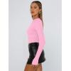 imageTrendy Queen Womens Long Sleeve T Shirts Fall Fashion 2025 Basic Crop Tops Going Out Outfits Y2k ClothesRose Pink
