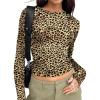 imageTrendy Queen Womens Long Sleeve T Shirts Fall Fashion 2025 Basic Crop Tops Going Out Outfits Y2k ClothesLeopard