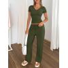imageTrendy Queen 2 Piece Lounge Sets for Women Summer Outfits 2026 Fashion Two Piece Loungewear Spring Outfits ClothesArmy Green