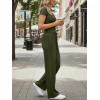 imageTrendy Queen Womens 2 Piece Matching Lounge Sets Summer Henley Neck Slightly Crop Top Wide Leg Pants Casual Sweat SuitArmy Green