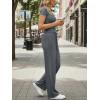 imageTrendy Queen Womens 2 Piece Matching Lounge Sets Summer Henley Neck Slightly Crop Top Wide Leg Pants Casual Sweat SuitDark Grey