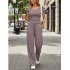 imageTrendy Queen Womens 2 Piece Matching Lounge Sets Summer Henley Neck Slightly Crop Top Wide Leg Pants Casual Sweat SuitRose Taupe