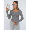 imageTrendy Queen Womens Long Sleeve Shirts Crop Tops Fall Fashion 2025 Square Neck Going Out Basics Tees Y2k ClothesBlack Grey