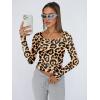 imageTrendy Queen Womens Long Sleeve Shirts Crop Tops Fall Fashion 2025 Square Neck Going Out Basics Tees Y2k ClothesBlack Leopard
