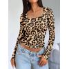 imageTrendy Queen Womens Long Sleeve Shirts Crop Tops Fall Fashion 2025 Square Neck Going Out Basics Tees Y2k ClothesBlack Leopard