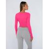 imageTrendy Queen Womens Long Sleeve Shirts Crop Tops Fall Fashion 2025 Square Neck Going Out Basics Tees Y2k ClothesBright Pink