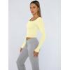 imageTrendy Queen Womens Long Sleeve Shirts Crop Tops Fall Fashion 2025 Square Neck Going Out Basics Tees Y2k ClothesCreamy Yellow