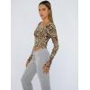 imageTrendy Queen Womens Long Sleeve Shirts Crop Tops Fall Fashion 2025 Square Neck Going Out Basics Tees Y2k ClothesLeopard