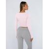 imageTrendy Queen Womens Long Sleeve Shirts Crop Tops Fall Fashion 2025 Square Neck Going Out Basics Tees Y2k ClothesLight Pink