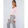 imageTrendy Queen Womens Long Sleeve Shirts Crop Tops Fall Fashion 2025 Square Neck Going Out Basics Tees Y2k ClothesLight Pink