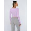 imageTrendy Queen Womens Long Sleeve Shirts Crop Tops Fall Fashion 2025 Square Neck Going Out Basics Tees Y2k ClothesLight Purple