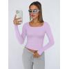 imageTrendy Queen Womens Long Sleeve Shirts Crop Tops Fall Fashion 2025 Square Neck Going Out Basics Tees Y2k ClothesLight Purple