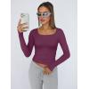 imageTrendy Queen Womens Long Sleeve Shirts Crop Tops Fall Fashion 2025 Square Neck Going Out Basics Tees Y2k ClothesMulberry