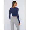 imageTrendy Queen Womens Long Sleeve Shirts Crop Tops Fall Fashion 2025 Square Neck Going Out Basics Tees Y2k ClothesNavy Blue