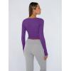 imageTrendy Queen Womens Long Sleeve Shirts Crop Tops Fall Fashion 2025 Square Neck Going Out Basics Tees Y2k ClothesPurple