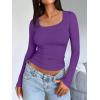 imageTrendy Queen Womens Long Sleeve Shirts Crop Tops Fall Fashion 2025 Square Neck Going Out Basics Tees Y2k ClothesPurple