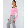 imageTrendy Queen Womens Long Sleeve Shirts Crop Tops Fall Fashion 2025 Square Neck Going Out Basics Tees Y2k ClothesRose Pink