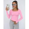 imageTrendy Queen Womens Long Sleeve Shirts Crop Tops Fall Fashion 2025 Square Neck Going Out Basics Tees Y2k ClothesRose Pink
