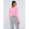 imageTrendy Queen Womens Long Sleeve Shirts Crop Tops Fall Fashion 2025 Square Neck Going Out Basics Tees Y2k ClothesRose Pink