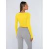 imageTrendy Queen Womens Long Sleeve Shirts Crop Tops Fall Fashion 2025 Square Neck Going Out Basics Tees Y2k ClothesYellow