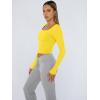 imageTrendy Queen Womens Long Sleeve Shirts Crop Tops Fall Fashion 2025 Square Neck Going Out Basics Tees Y2k ClothesYellow