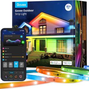 imageGovee Outdoor LED Strip Lights 984ft Smart Outdoor Lights Work with Alexa and Google Assistant App Control IP65 Waterproof RGBIC Outdoor Lights for Patio Eave Christmas Decorations328ft