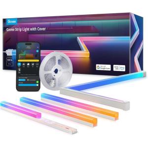 imageGovee RGBIC LED Strip Lights 164ft with Covers Smart LED Lights for Bedroom Work with Alexa and Google Assistant LED Diffuser Channel with LED Christmas Lights Skirting Lines Studio Cabinet98ft