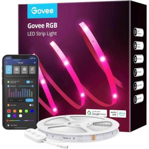 imageGovee Smart WiFi LED Strip Lights 50ft RGB Led Strip Lighting Work with Alexa and Google Assistant Color Changing Light Strip Music Sync LED Lights for Bedroom Party New Year Easy to Install100ft