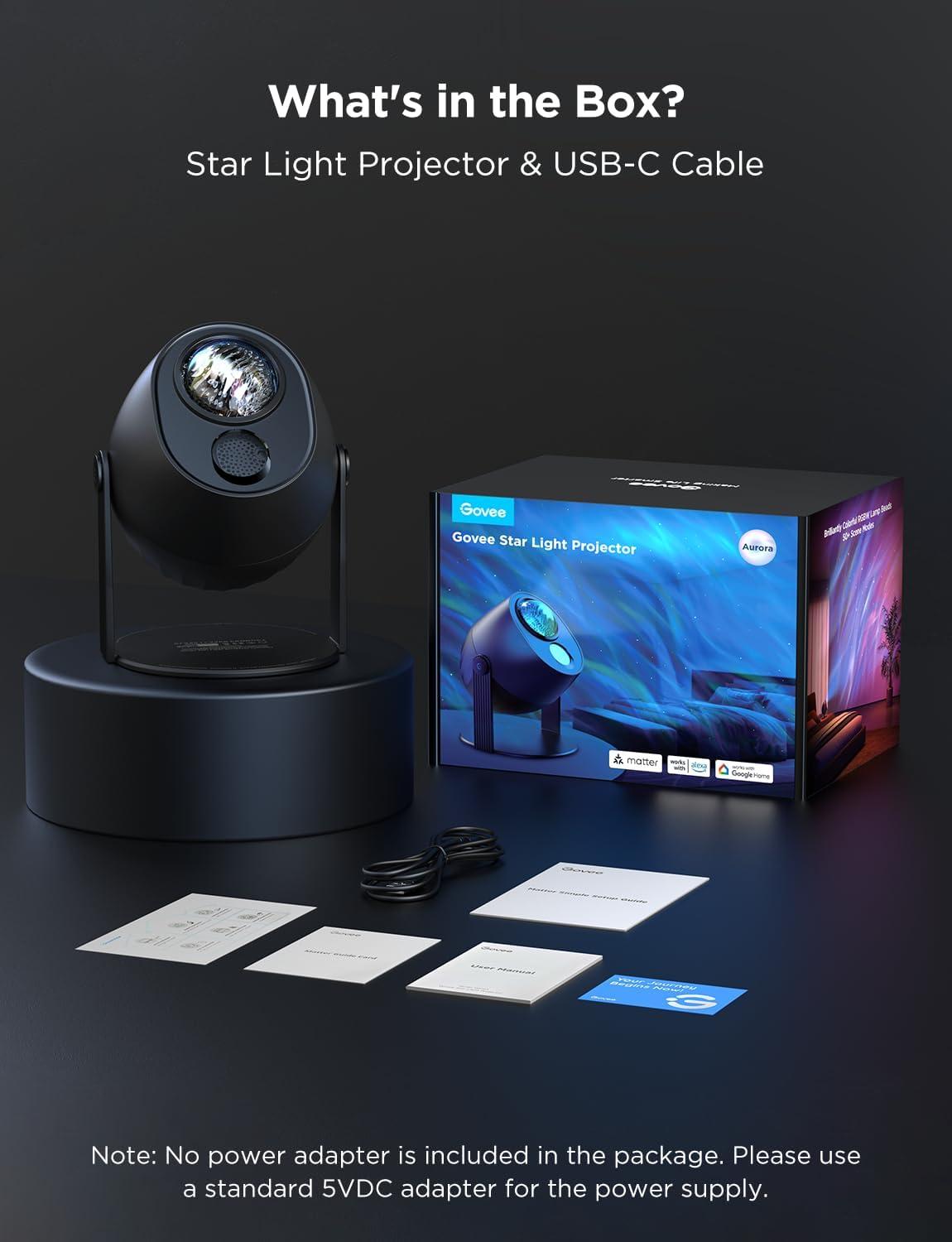 imageGovee Star Light Projector with 3 Aurora Flowing Effects Star Projector Works with Matter Alexa and Google Assistant 16 Million Colors 52 Scene Modes Star Night Light Projector Without Plug