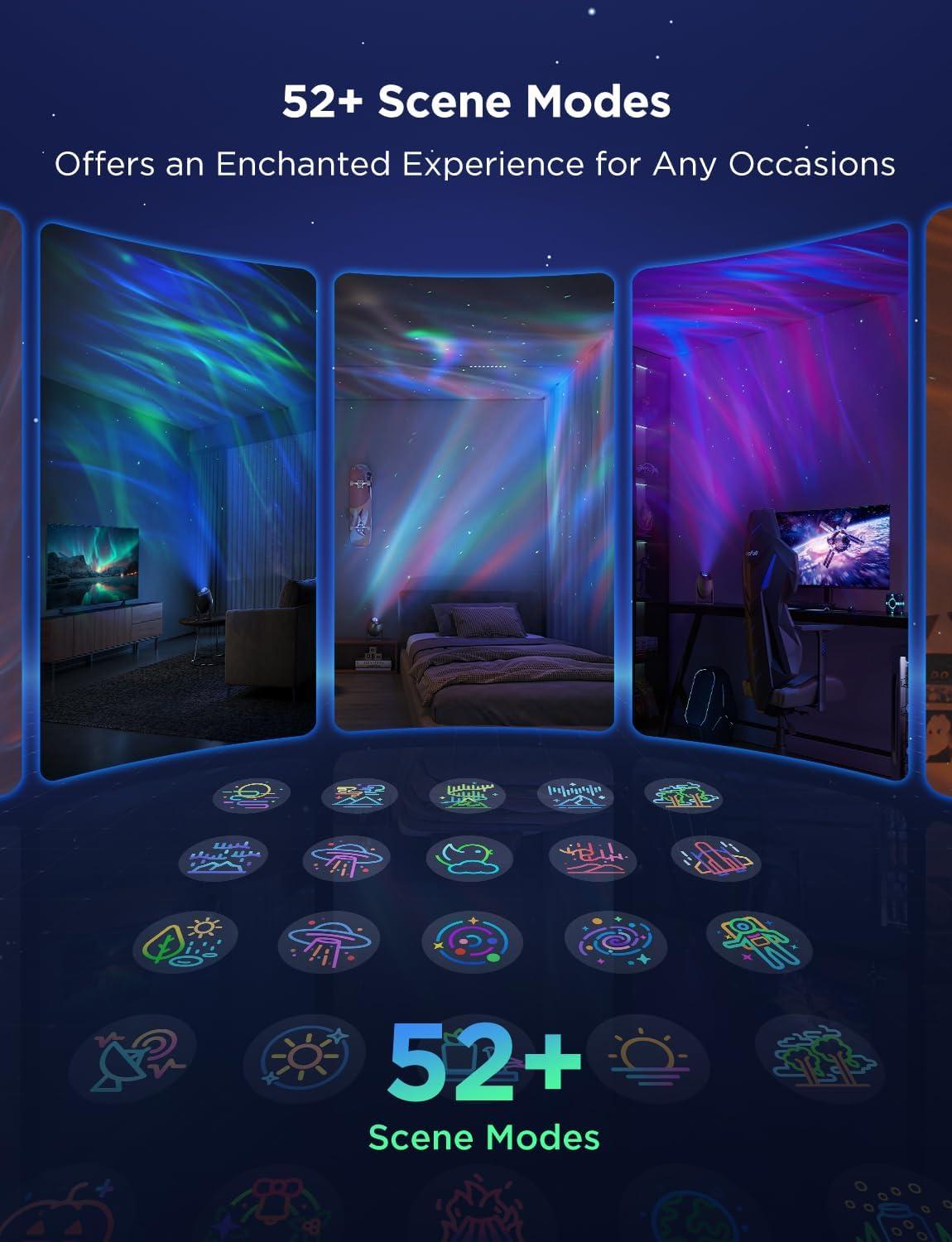 imageGovee Star Light Projector with 3 Aurora Flowing Effects Star Projector Works with Matter Alexa and Google Assistant 16 Million Colors 52 Scene Modes Star Night Light Projector Without Plug