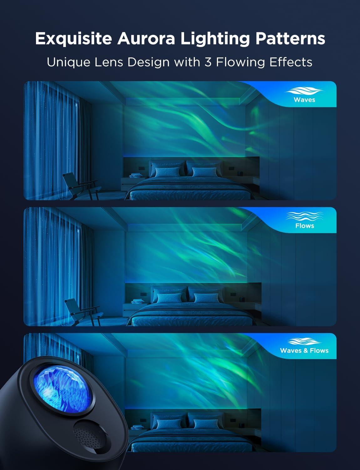 imageGovee Star Light Projector with 3 Aurora Flowing Effects Star Projector Works with Matter Alexa and Google Assistant 16 Million Colors 52 Scene Modes Star Night Light Projector Without Plug
