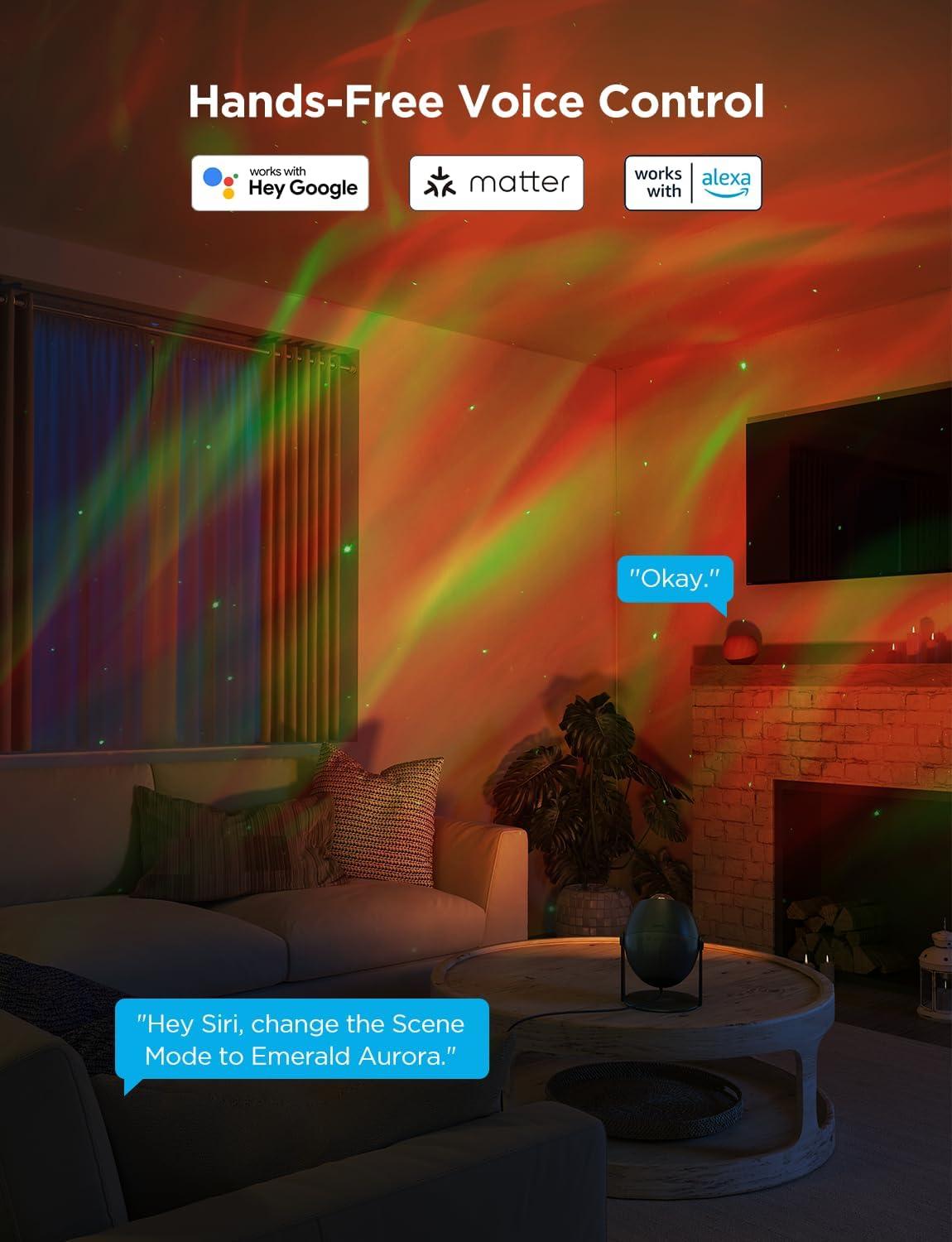 imageGovee Star Light Projector with 3 Aurora Flowing Effects Star Projector Works with Matter Alexa and Google Assistant 16 Million Colors 52 Scene Modes Star Night Light Projector Without Plug