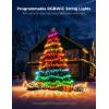 imageGovee Christmas Lights 2 RGBWIC 99FT 300LEDs Christmas Tree Lights with Shape Mapping Function Smart Holiday String Lights for Christmas Decor 130 Preset Scenes Voice and APP Control Green WireGreen
