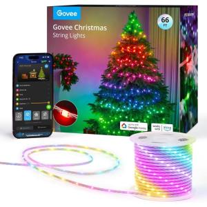 imageGovee Christmas Lights 66ft Smart RGBIC String Lights AppControlled 125 Scene Modes IP65 Waterproof Sync with Music Works with Alexa Holiday Party Decorations Indoor Outdoor66ft