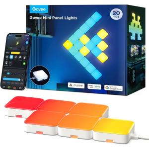 imageGovee Mini Panel Lights RGBIC Wall Lights Smart LED Wall Panels Works with Matter Alexa Google Assistant Sync with Music DIY Pixel Lights for Home Decor Gaming Room Bedroom 20 Pcs20 Pcs