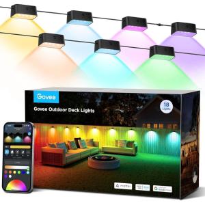 imageGovee Outdoor Deck Lights RGBIC Outdoor Lights with 4000K White Light IP65 Smart Fence Lights with App Control Voice Control LED Path Lights for Outdoor DecorWired 6 Packs 328ft18 Packs