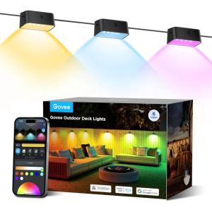 imageGovee Outdoor Deck Lights RGBIC Outdoor Lights with 4000K White Light IP65 Smart Fence Lights with App Control Voice Control LED Path Lights for Outdoor DecorWired 6 Packs 328ft6 Packs