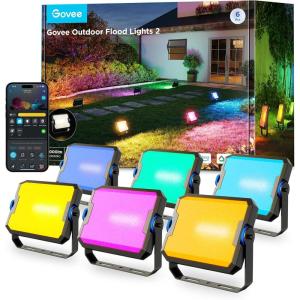 imageGovee Outdoor Flood Lights 2 RGBIC Warm Cold White LED Lights 50 Scene Modes for Party Landscape Lighting Upgrated IP66 with App Control Wired 4 Pack6 pack