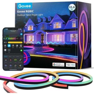 imageGovee Outdoor Neon Rope Lights 328ft RGBIC IP67 Waterproof Christmas Decorations with 64 Scene Modes Music Sync Flexible LED Outdoor Lights Christmas Lights Work with Alexa Google Assistant656ft