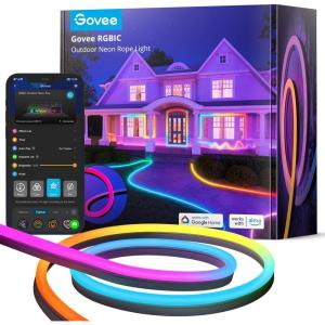 imageGovee Outdoor Neon Rope Lights 328ft RGBIC IP67 Waterproof Christmas Decorations with 64 Scene Modes Music Sync Flexible LED Outdoor Lights Christmas Lights Work with Alexa Google Assistant328ft