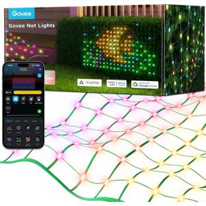 imageGovee Outdoor Net Lights 28  47ft with RGBIC and DIY Functions 240 LEDs Smart Net Lights with 64 Modes for Bush Patio Decor IP65 Waterproof Compatible with Alexa ampamp Google Assistant Green Wire2847ft