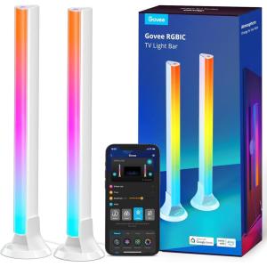 imageGovee RGBIC Light Bars 15 Inches WiFi TV Backlight with Double Light Beads Smart Light Bars with Multiple Placement Options Suitable for 4570 inch TVs Work with Alexa and Google Assistant BlackWhite