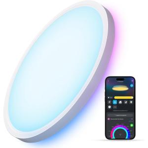 imageGovee Smart Ceiling Light RGBIC LED Ceiling Light Fixture 2400LM Flush Mount Light Fixture DIY Colors Works with Alexa 2200K6500K Ceiling Lights for Bedroom Living Room 12 Inch 1 Pack12 inch  1 pack